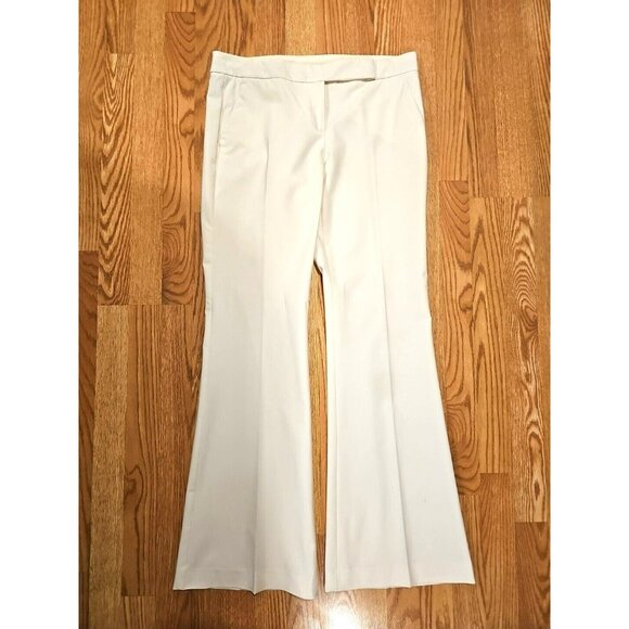 LN Theory Rice Ivory Cream Pants Women 34 Straight Mid-Rise Flare Wide Trouser - Picture 1 of 12